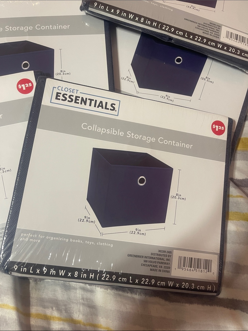 Navy Collapsible Storage Container - 6 - Picture 2 of 3